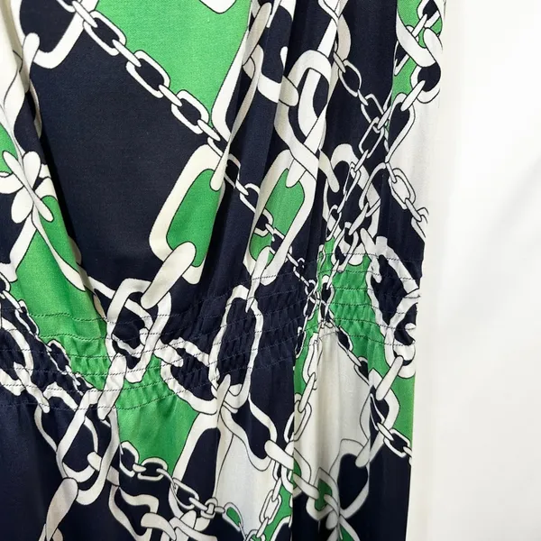 Tory Burch Small Dress Shift Chain Print‎ Silk Sleeveless Beach Vacation 206 - Image 5