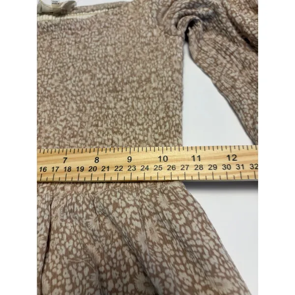 Altar'd State Mini Dress Women XS Tan Floral Smocked Tiered Balloon Sleeve - Image 15