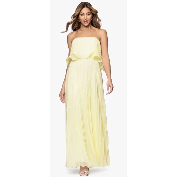 Betsy & Adam Women's Pleated Strapless Gown Lemon size 4 Pleated dress Flouncy - Image 2