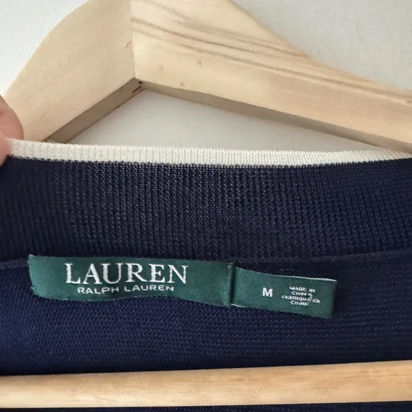 Lauren Ralph‎ Lauren Navy Blue Knit V-Neck Top - Image 5
