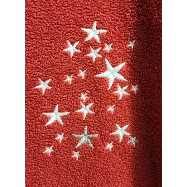 Red Fleece Lounge‎ Pants with Embroidered Stars Drawstring Casual M - Image 3