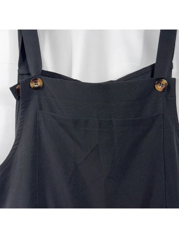 Women’s Black Wide Leg Jumpsuit Overalls Size Large - Image 5