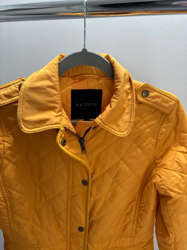 Talbots Yellow Quilted Barn Snap-Front Full Zip Collared Jacket - Image 6