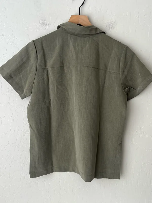 Figs Saiya Cargo scrub top heathered olive green NEW XXS limited edition - Image 6