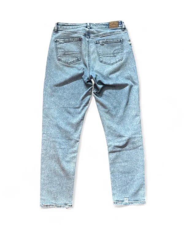 American Eagle Mom Jean High-Rise Stretchy Light Blue Distressed Women’s Size 8 - Image 2