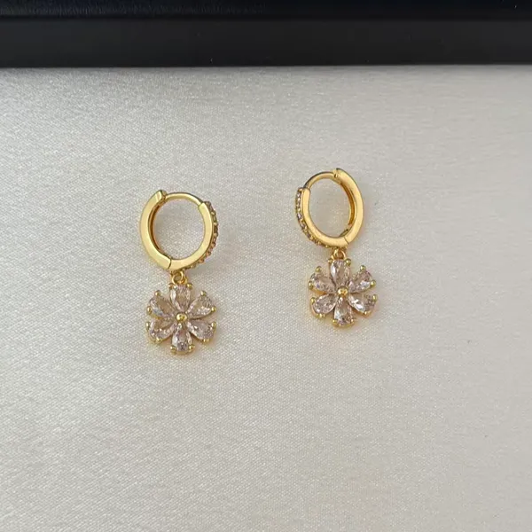 CZ Flower Dangle Drop Earrings for Women - Image 5
