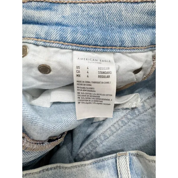 American Eagle 90s Straight Jean Light Wash High Rise Relaxed Denim Women's 4 - Image 6