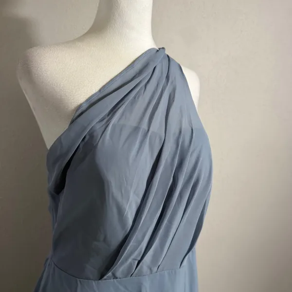 NWT Birdy Grey Kira Chiffon One Shoulder Dusty Blue Bridesmaid Dress Womens L - Image 2