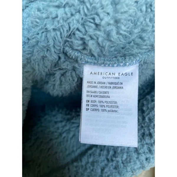 American Eagle‎ Sherpa Pullover 1/4 Zip Blue Cozy Soft Lounge Autumn Winter City - Image 7