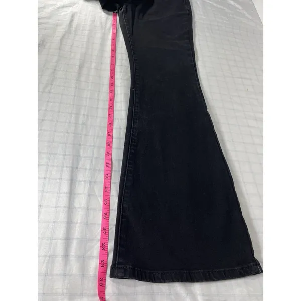 Women's Black Flare Leg Jeans Size 8 High-Rise Bell Bottom Stretch Denim 30" - Image 3
