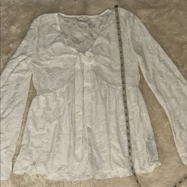 White Lace Longsleeve Top With Bell Sleeves 70s - Image 6