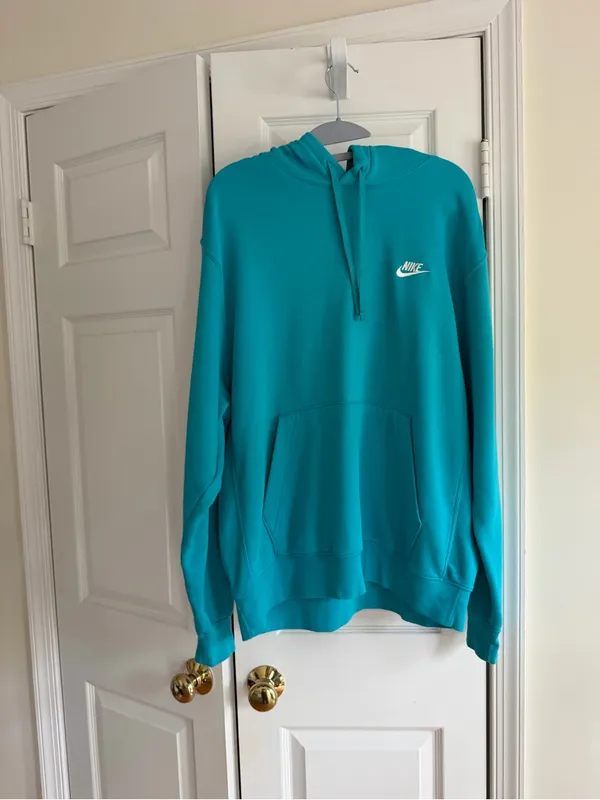 Nike Sportswear Club Fleece Turquoise Aqua Hoodie Pullover Size L - Image 7