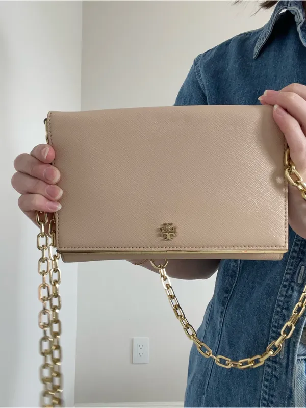 Tory Burch Pale Pink Saffiano Leather Chain Crossbody - Image 4