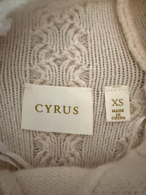 Cyrus Cream Mixed Cable‎ Knit Mock Neck Sweater Size XS - Image 2