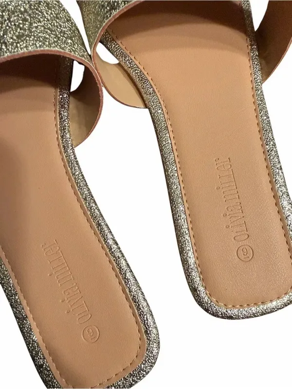 Olivia Miller Gold Slip on Sandals(Size 9) - Image 3