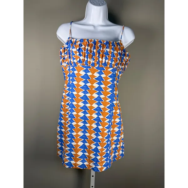 Maeve Ophelia Mini Dress Geometric Print Smocked Anthropologie Size 6‎ - Image 4