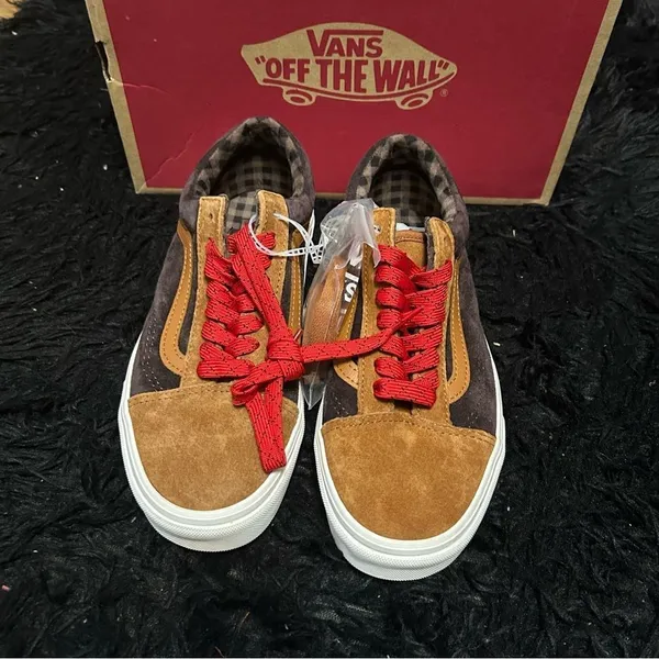 VANS old skool plaid glazed ginger suede lace up shoes sneakers women’s 9 new - Image 5