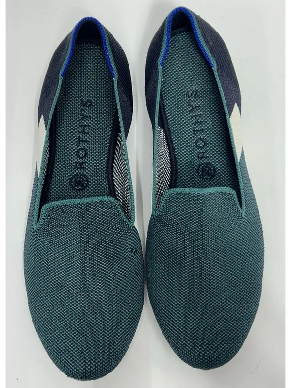 Rothy’s the loafer Spruce Prep shoes Women’s Size 11.5 Navy Teal Color block - Image 6