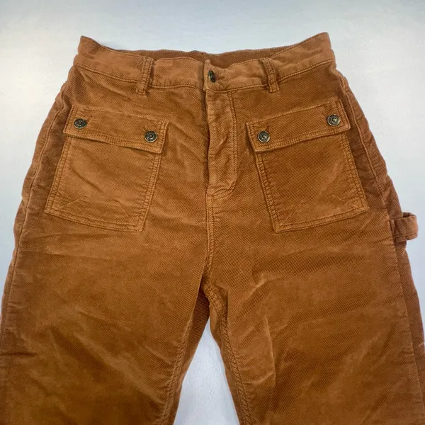 Free People Copper Rust Kyo Corduroy Utility Pants Size 6 Burnt Orange Cargo - Image 2