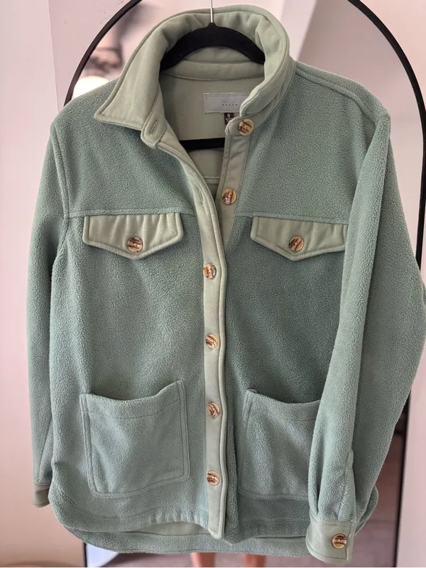 Shacket in Diamond Hands BLANKNYC ~ Sage Green Teddy Shacket Jacket - Women - Image 2