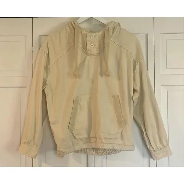 American Eagle cream cotton hooded pullover sweater size xs - Image 9