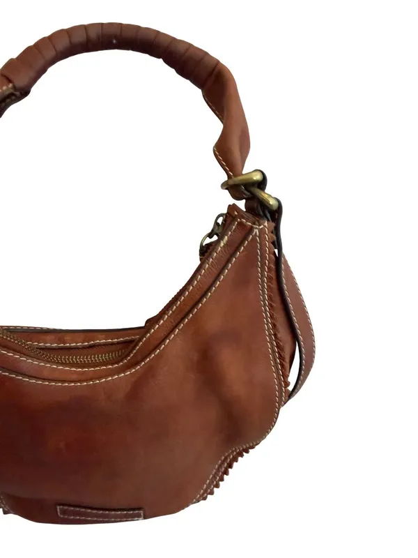 BCBGMaxAzria Brown Y2K Purse Shoulder Bag 2000s Retro Vintage Small Boho Slouch - Image 5