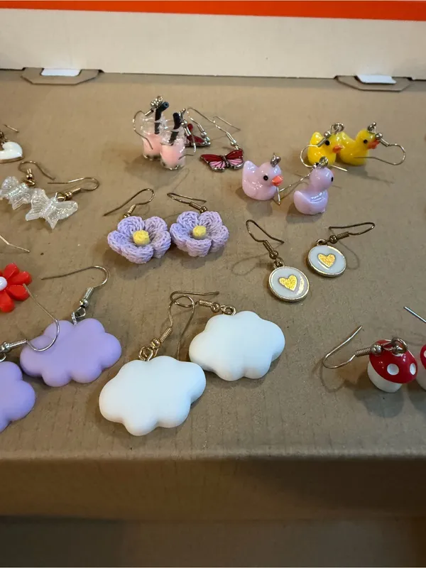 Playful Dangle Earrings for Kids Red - Image 3