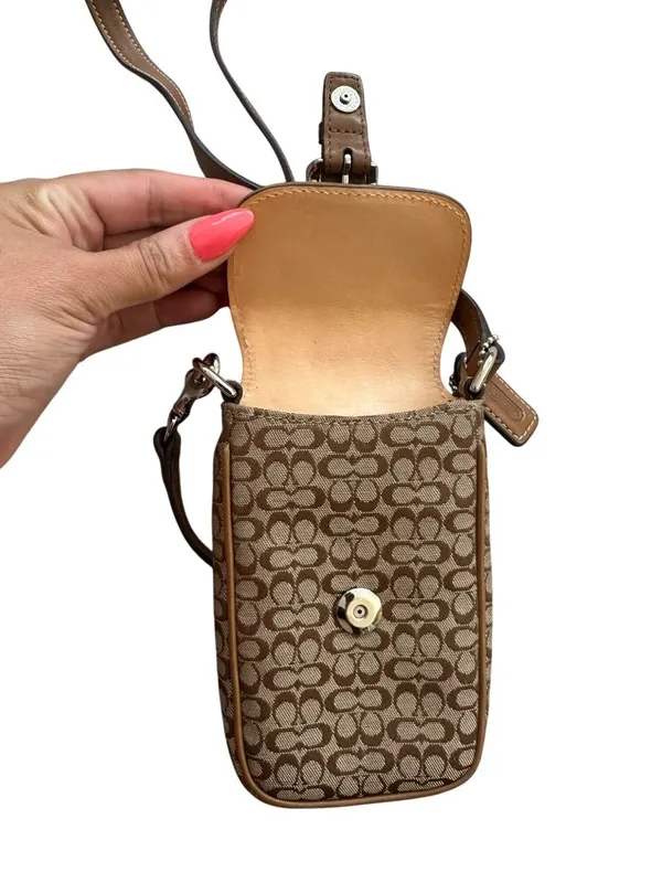 COACH Vintage Brown Logo Buckle Mini Crossbody Bag - Image 3