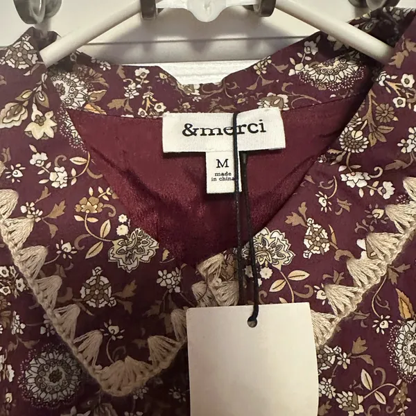 &merci Elegant Floral Burgundy Mini Dress - Image 10