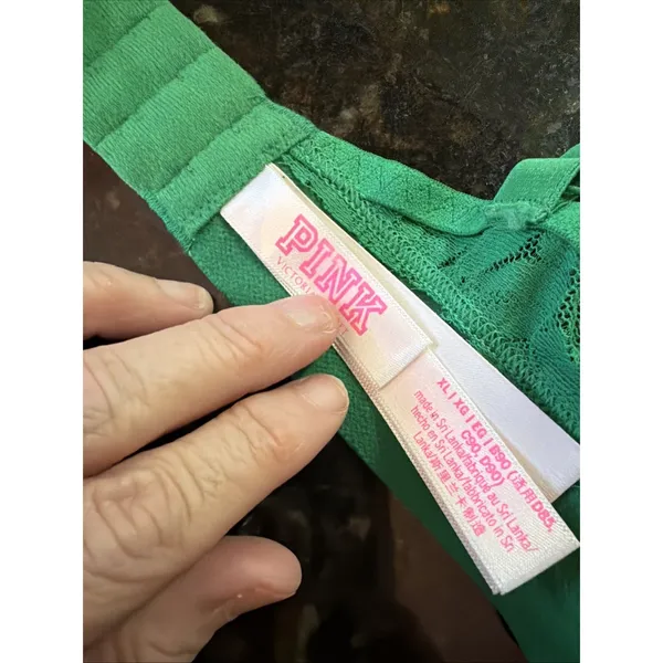 Victoria's Secret PINK VS Green Bralette Lace Sz XL Adjustable Supportive - Image 6