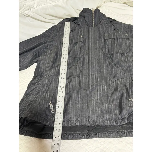 The North Face Womens L/G‎ Insulated Jacket Gray Pinstripe Hooded Zip Up - Image 3