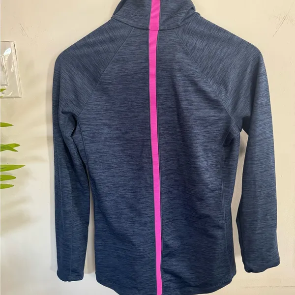Under Armour Navy Heather Half-Zip Pullover with Pink Zip - Image 3