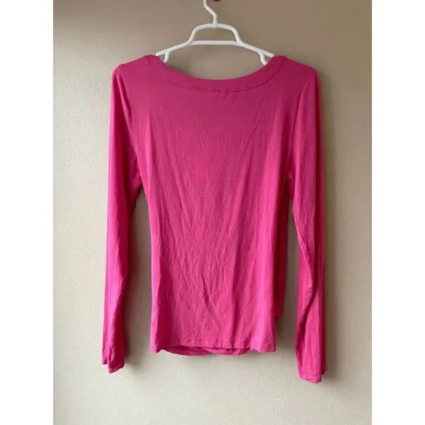 Saturday Sunday Crossover Pink V Neck Long Sleeve Top Women's Size Small - Image 2