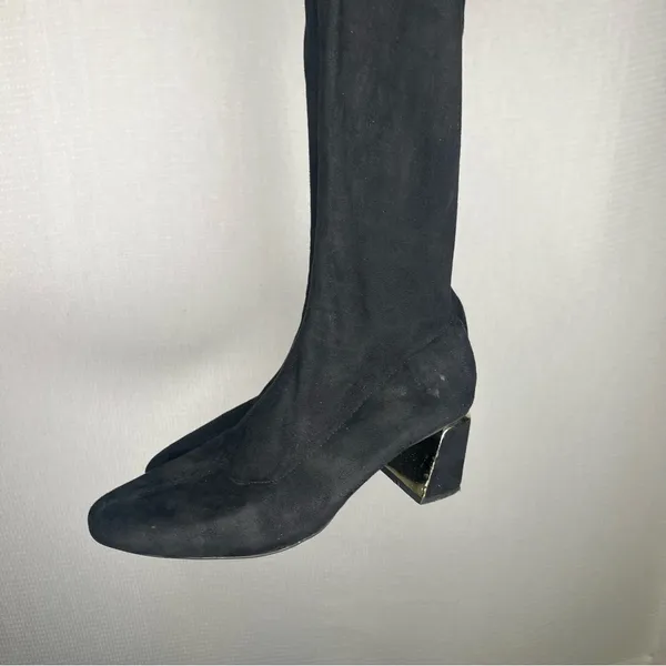 Zara Basic | 41 Black Over the Knee Boots with Block Heel and Pull-On‎ Style - Image 4