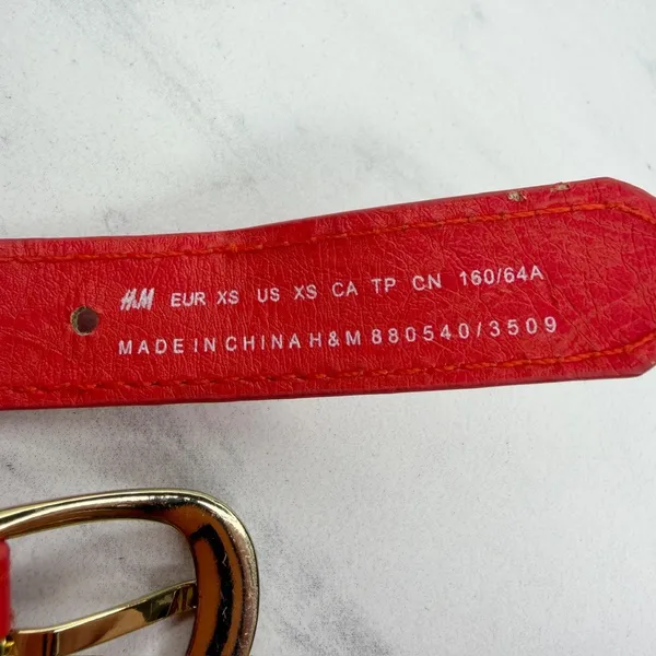 H&M Womens Red Braided Faux Leather Belt Extra Small (XS) ✨ - Image 2