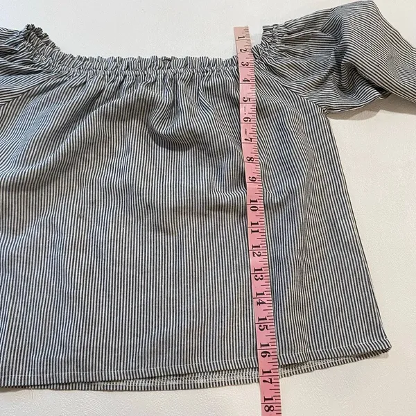 Brandy Melville Pinstripe Off Shoulder Top Black White Long Sleeve - Image 6