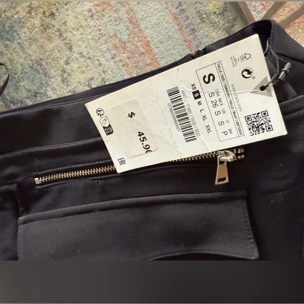 Zara Black Mini Skirt with Silver Zipper & Buckle - Image 4