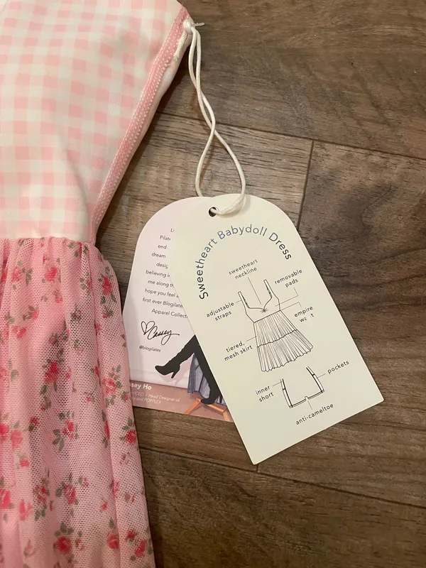 NWT! Popflex Target X Blogilates Sweetheart Babydoll Dress Gingham/Floral Size Small - Image 6