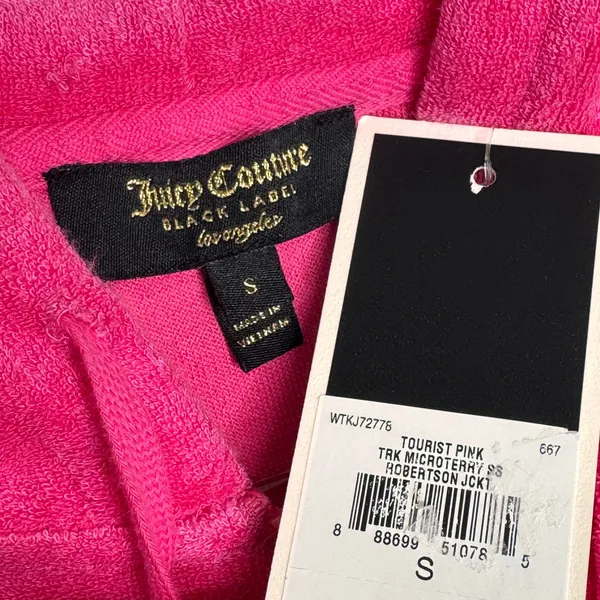 2000s Juicy Couture Black Label Robertson Tourist Pink Terry Hoodie NWT S - Image 12