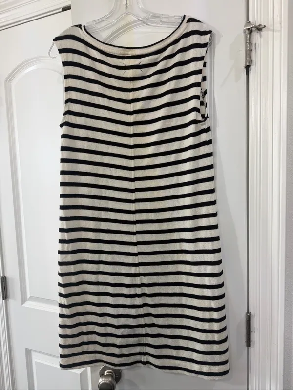 Lou & Grey Black and White Striped Sleeveless Knit Dress - Image 3
