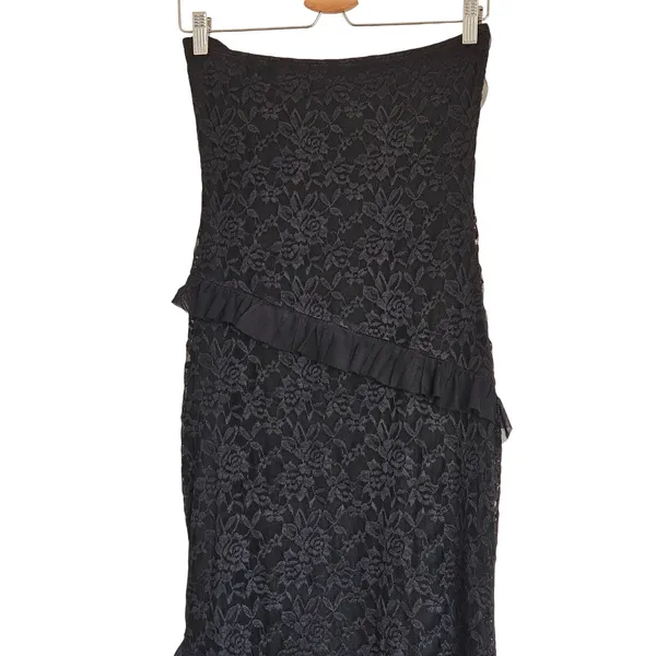 More to Come Revolve Black Xandra‎ Strapless Ruffle Lace Cocktail Maxi Dress NWT - Image 6