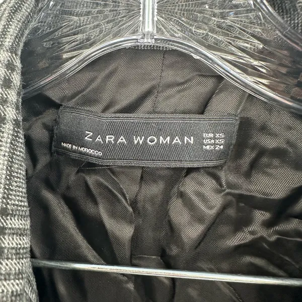 Zara Woman NWT Double Breasted Gray Checkered‎ Blazer Jacket Size XS - Image 3