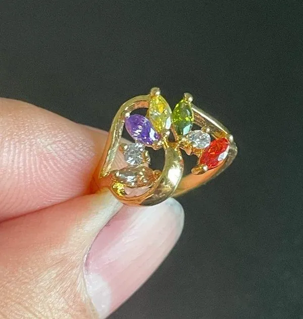 Multicolor stone 18k gold plated ring size 4.5 - Image 5