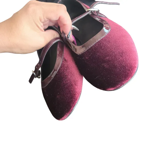 Mango Bella Velvet Mary Jane Flats Size: 39 - Image 5