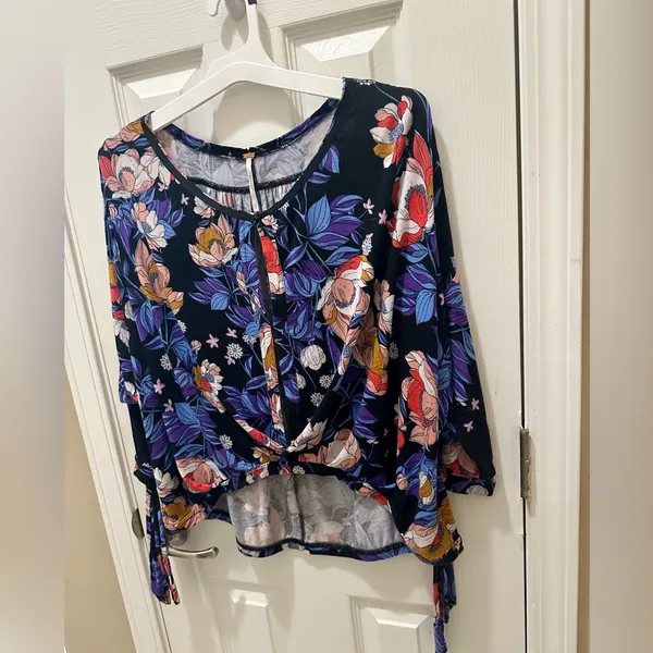 Free People Tropical Floral Print 3/4 Sleeve Blouse Size Small - Image 12