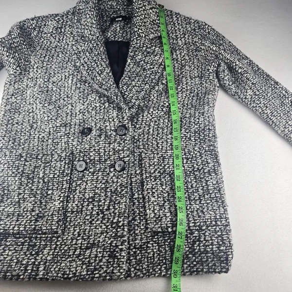 Hatch The Bristol Coat Black & White Textured Double Breasted Wool Blend Small‎ - Image 13