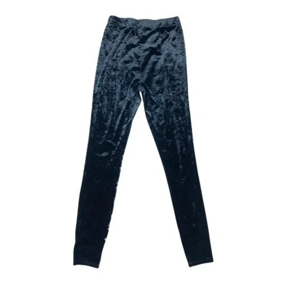 Kendall‎ & Kylie Black Crushed Velvet Ankle Leggings Pants Elastic Waist Size XS - Image 2
