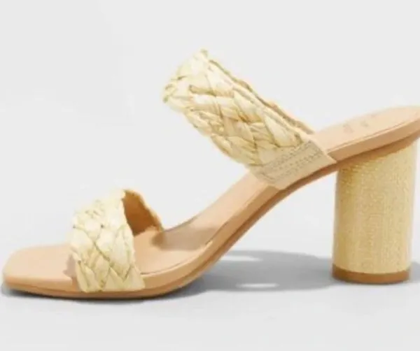 A New Day Tan Raffia Basil Heels | Size 8 - Image 3