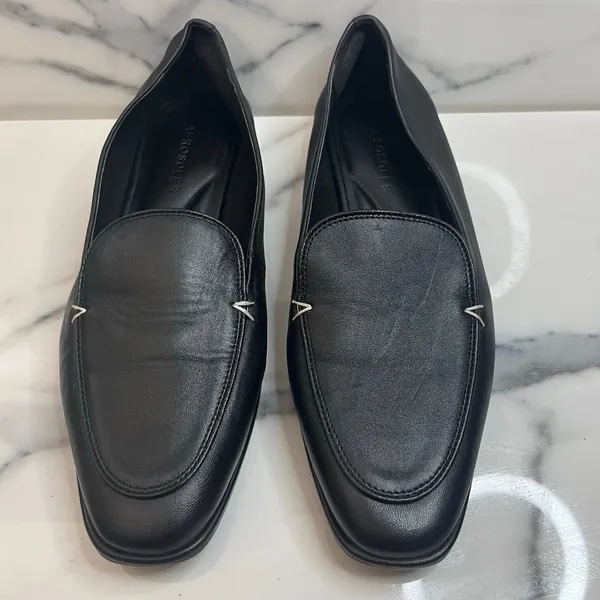 Aerosoles Classic Black Leather Square Toe Comfort Neo Loafers Sz 8 Minimalist - Image 2