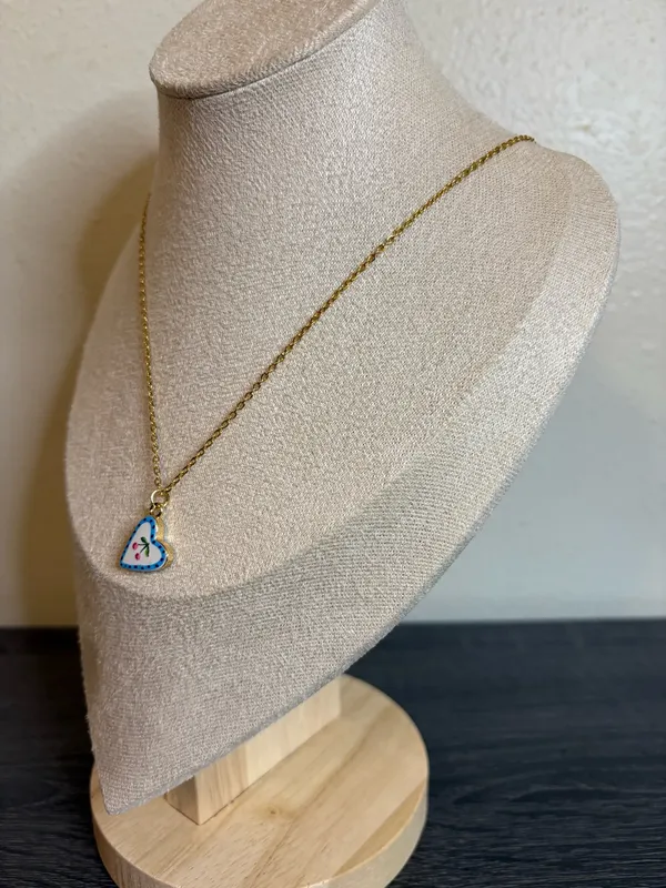 Handmade Gold Heart/Cherry Necklace | Waterproof & Tarnish Resistant - Image 4